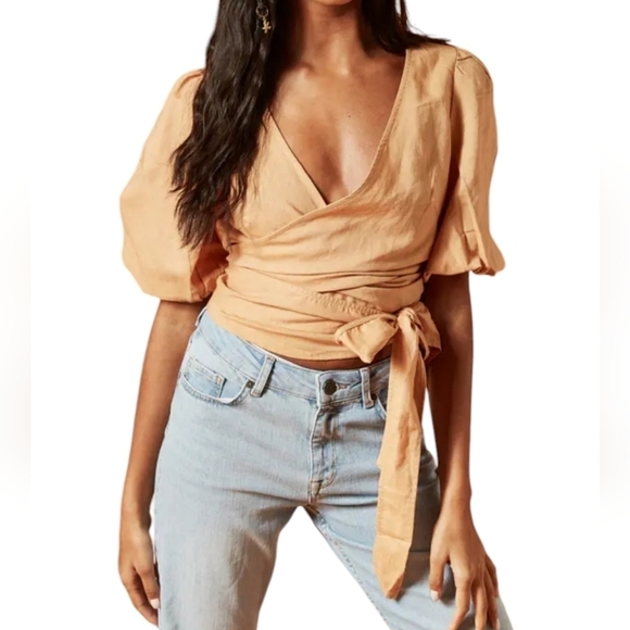 Charlie Holiday Tops - Charlie Holiday Saint Wrap Top Women's Almond Wrap Top Size M NWT